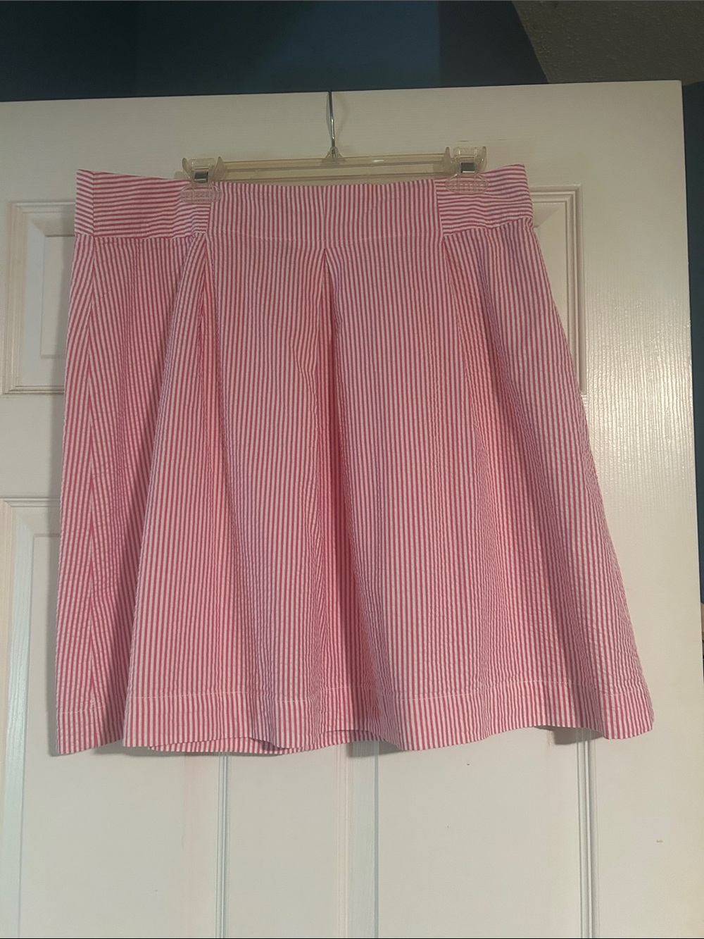Lands' End Pink and White Striped A-Line Skirt